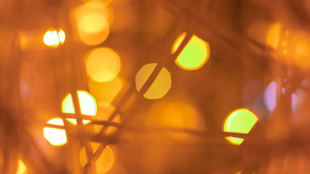 Wallpaper garland, glare, bokeh, macro, light