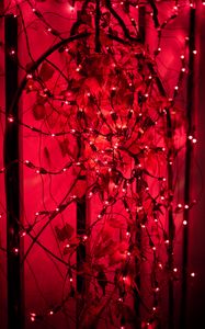 Preview wallpaper garland, leaves, red, glow