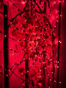 Preview wallpaper garland, leaves, red, glow