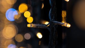 Preview wallpaper garland, light, bokeh, glare, dark