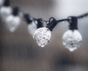 Preview wallpaper garland, light bulb, drops