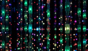 Preview wallpaper garland, light bulbs, glare, colorful, lights