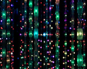 Preview wallpaper garland, light bulbs, glare, colorful, lights