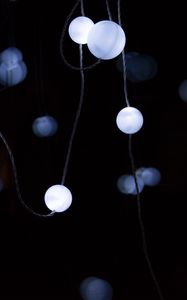 Preview wallpaper garland, light bulbs, glow, dark