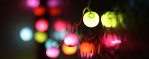 Preview wallpaper garland, light, colorful, dark