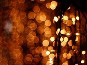 Preview wallpaper garland, light, glare, bokeh, dark