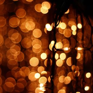 Preview wallpaper garland, light, glare, bokeh, dark