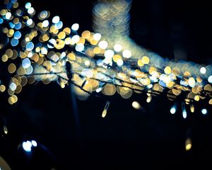 Preview wallpaper garland, lights, bokeh, dark