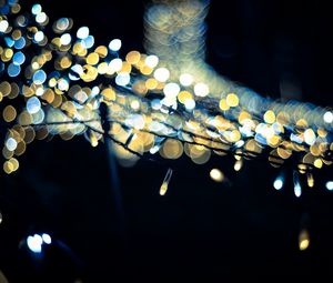 Preview wallpaper garland, lights, bokeh, dark