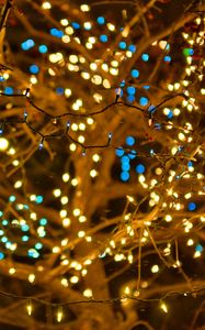 Preview wallpaper garland, lights, branches, bokeh, blur