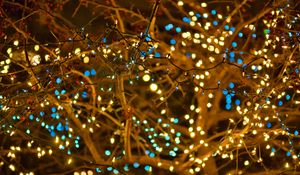 Preview wallpaper garland, lights, branches, bokeh, blur