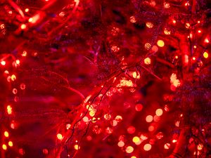 Preview wallpaper garland, lights, glow, red, holiday, new year, christmas