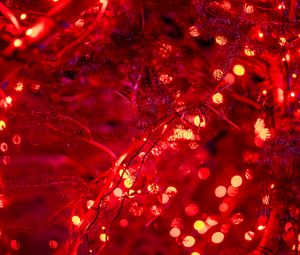 Preview wallpaper garland, lights, glow, red, holiday, new year, christmas