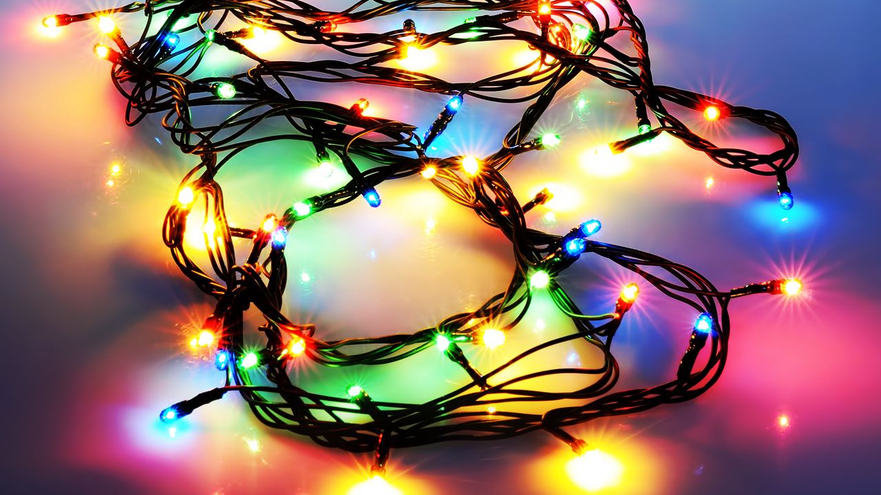 Wallpaper garland, lights, light, holiday, christmas, new year