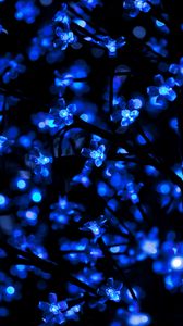 Preview wallpaper garland, neon, light, backlight, blue, dark