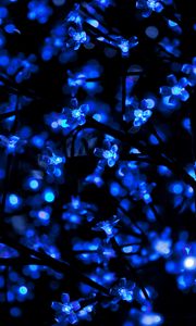 Preview wallpaper garland, neon, light, backlight, blue, dark