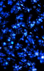 Preview wallpaper garland, neon, light, backlight, blue, dark