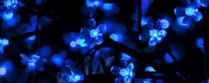 Preview wallpaper garland, neon, light, backlight, blue, dark