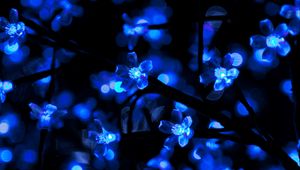 Preview wallpaper garland, neon, light, backlight, blue, dark