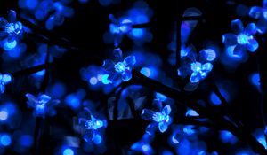 Preview wallpaper garland, neon, light, backlight, blue, dark