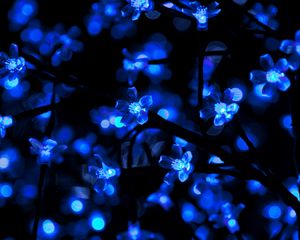 Preview wallpaper garland, neon, light, backlight, blue, dark
