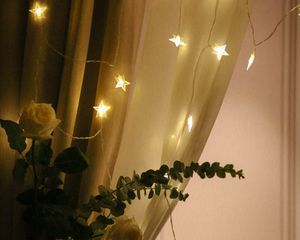 Preview wallpaper garland, stars, curtain, flowers, light, aesthetics