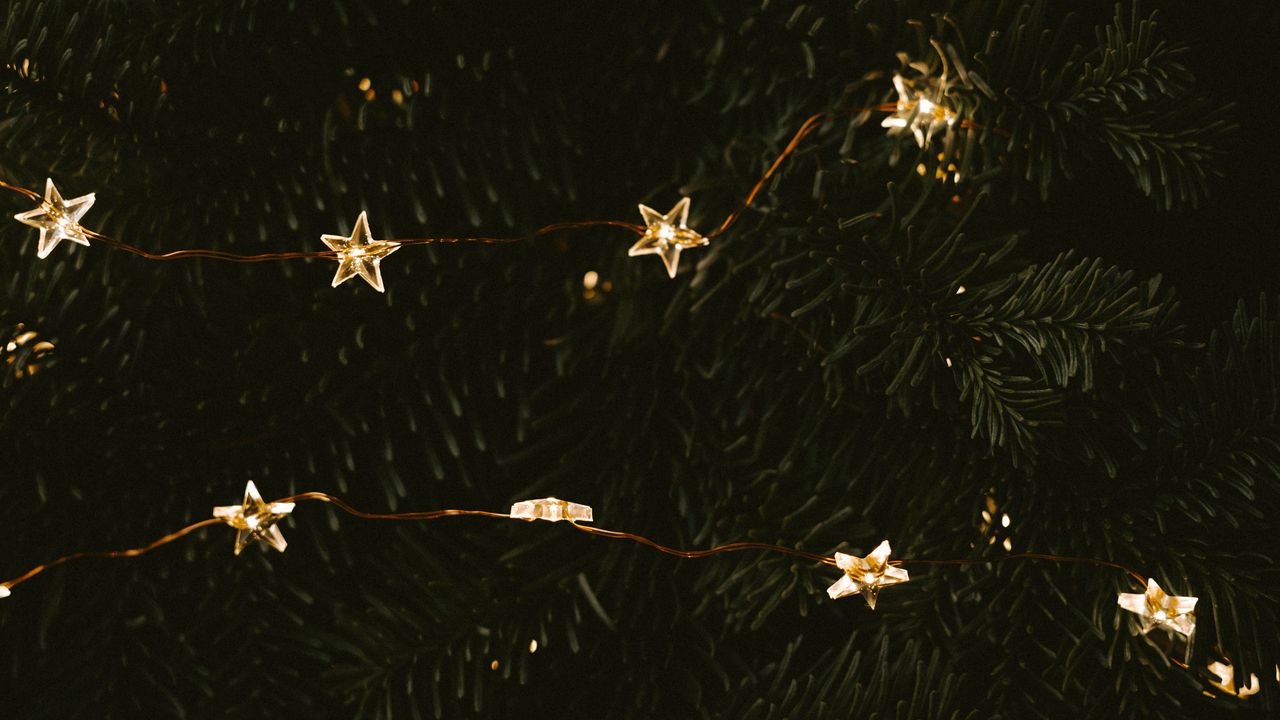 Wallpaper garland, stars, tree, decoration, new year