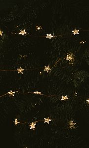 Preview wallpaper garland, stars, tree, decoration, new year