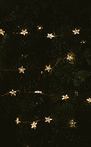 Preview wallpaper garland, stars, tree, decoration, new year