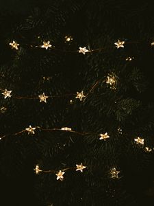 Preview wallpaper garland, stars, tree, decoration, new year