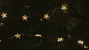 Preview wallpaper garland, stars, tree, decoration, new year