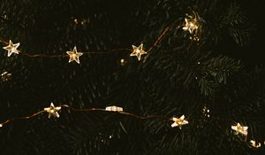 Preview wallpaper garland, stars, tree, decoration, new year