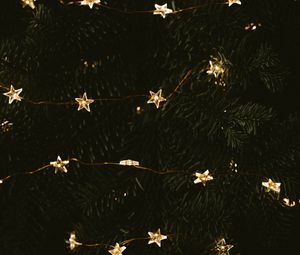 Preview wallpaper garland, stars, tree, decoration, new year
