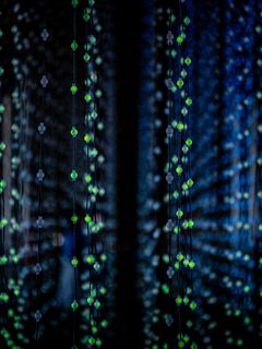 240x320 Wallpaper garlands, bulbs, glow, decoration, dark