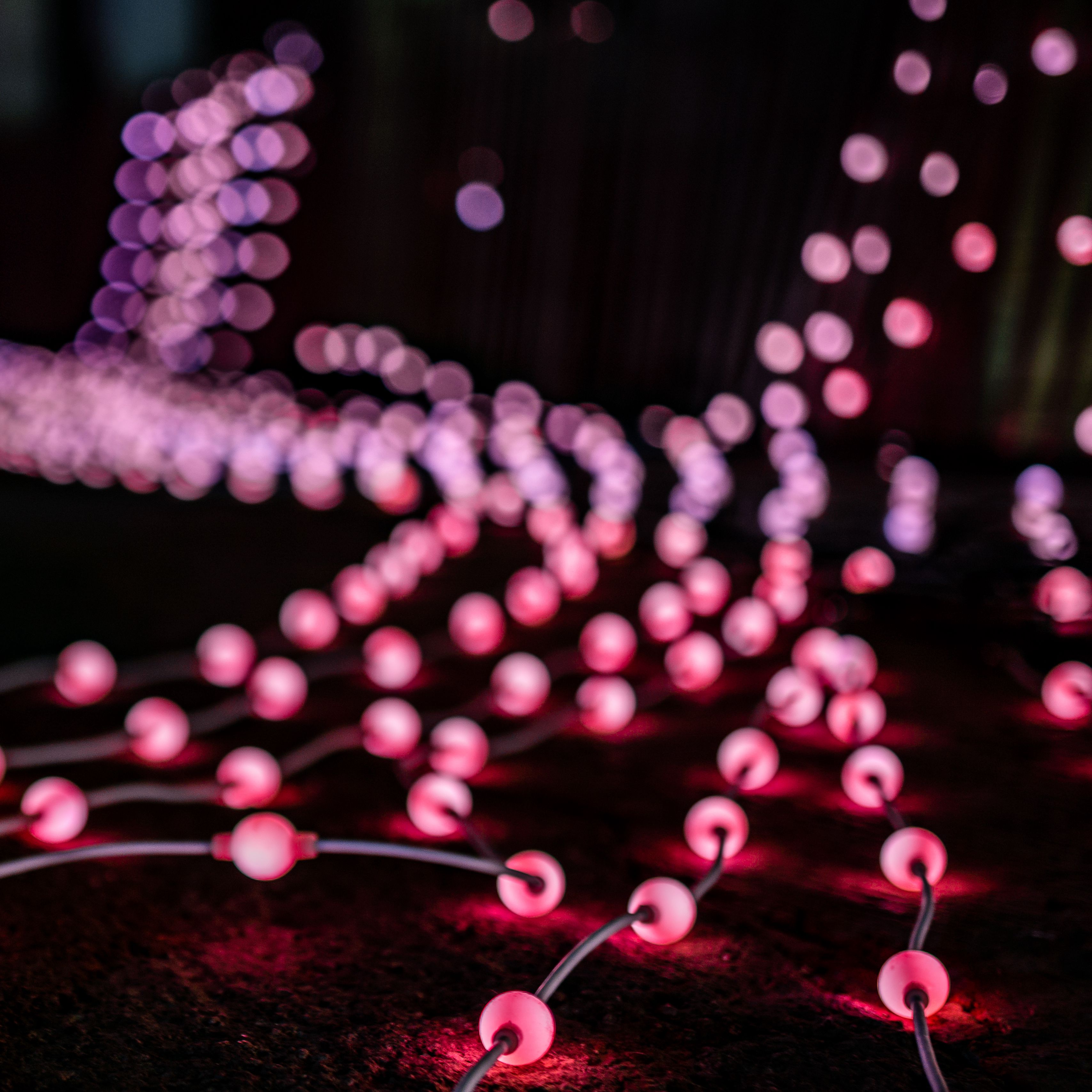 3415x3415 Wallpaper garlands, bulbs, light, glow, lights