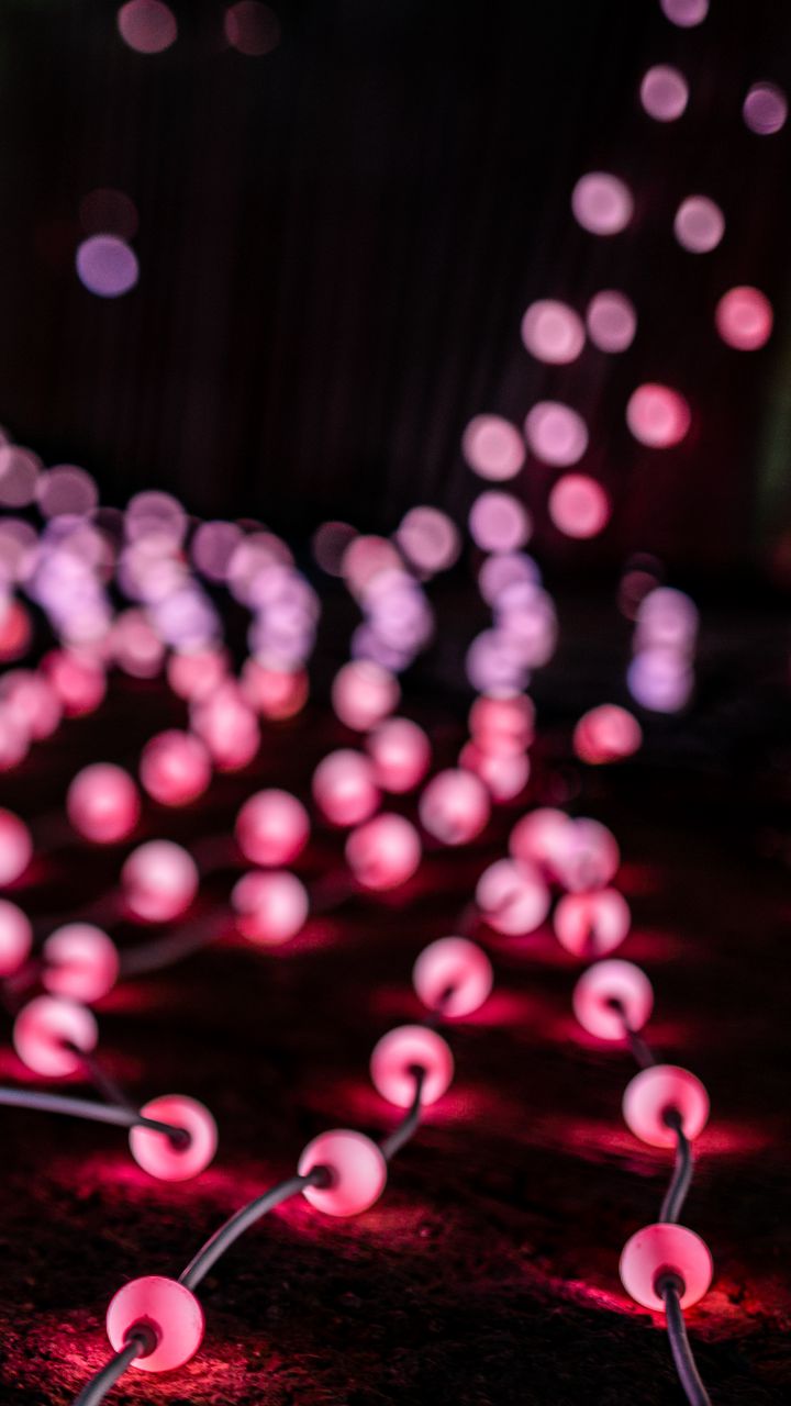 720x1280 Wallpaper garlands, bulbs, light, glow, lights