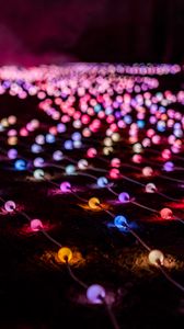 Preview wallpaper garlands, colorful, bulbs, glow, glare, lights