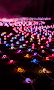 Preview wallpaper garlands, colorful, bulbs, glow, glare, lights