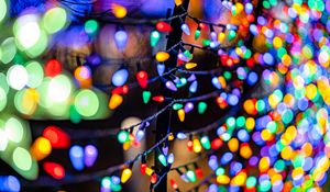 Preview wallpaper garlands, colorful, light bulbs, lights, glow