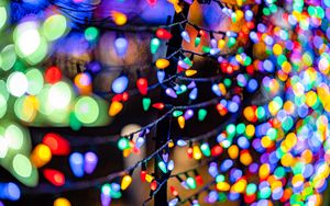Preview wallpaper garlands, colorful, light bulbs, lights, glow