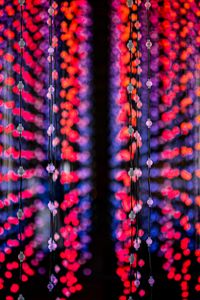 Preview wallpaper garlands, light, lights, red, blur