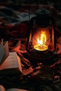 Preview wallpaper gas lamp, books, fire, light, lighting