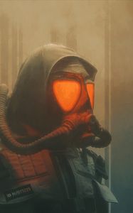 Preview wallpaper gas mask, glow, art