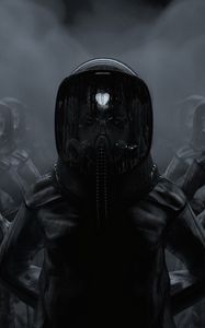 Preview wallpaper gas mask, mask, hood, cyborg, heart
