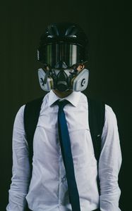 Preview wallpaper gas mask, mask, man, helmet, respirator