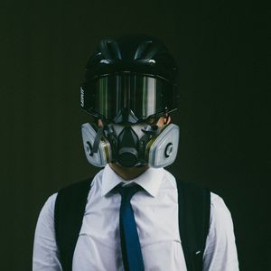 Preview wallpaper gas mask, mask, man, helmet, respirator