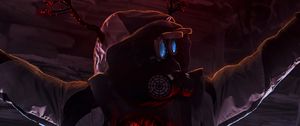 Preview wallpaper gas mask, respirator, mask, art, dark, red
