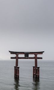 Preview wallpaper gate, architecture, water, sea, japan