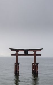 Preview wallpaper gate, architecture, water, sea, japan