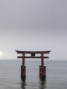 Preview wallpaper gate, architecture, water, sea, japan